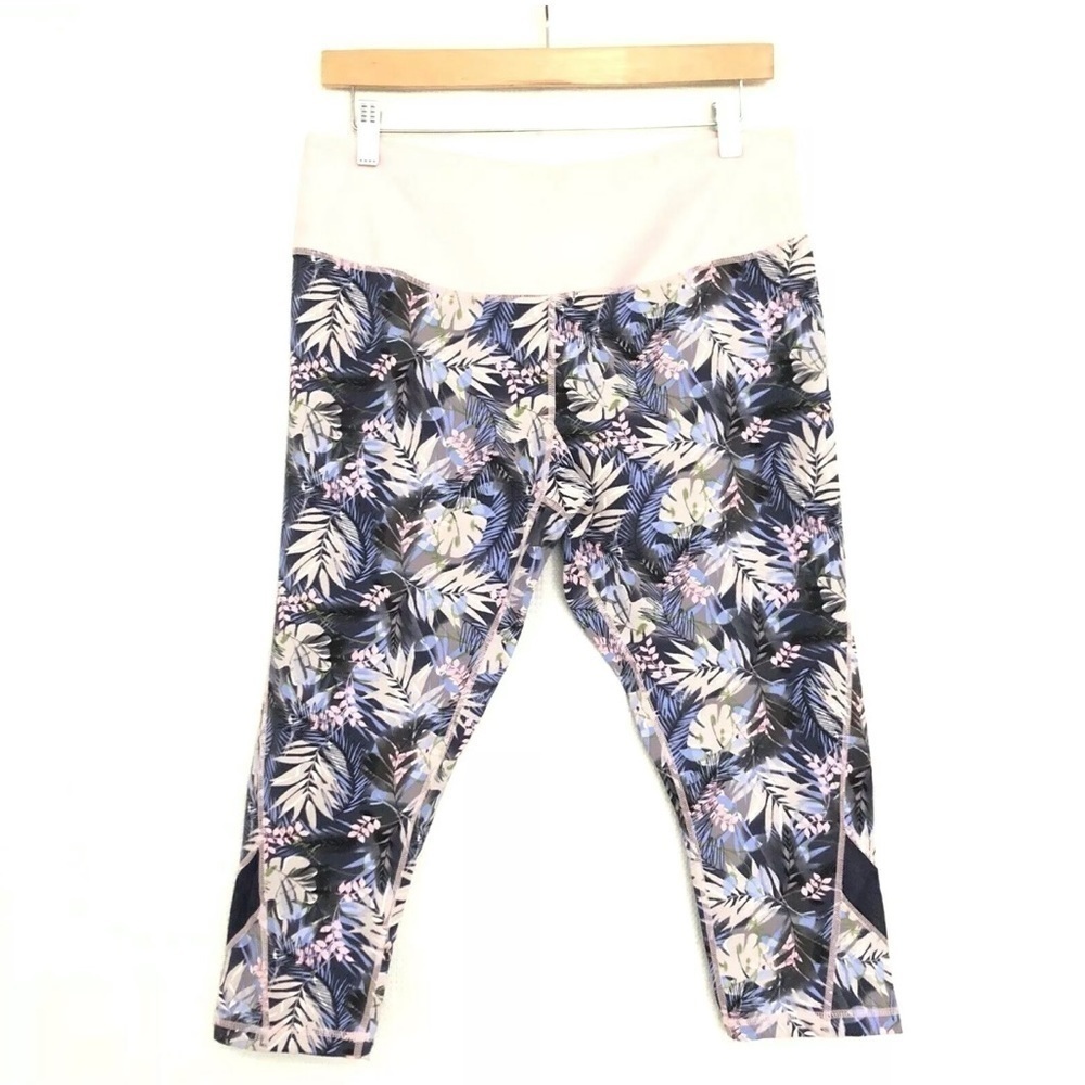 Crane Tropical Floral Cropped Legging Athletic EUC